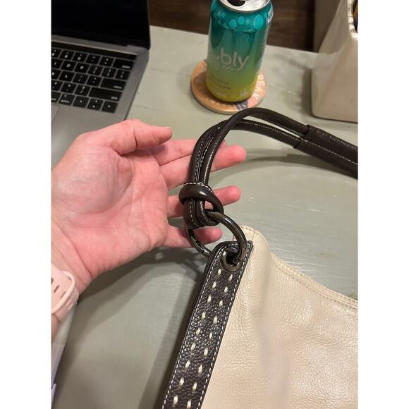 Vera Pelle Leather Cream and Brown Shoulder Bag Made in Italy - Picture 9 of 13